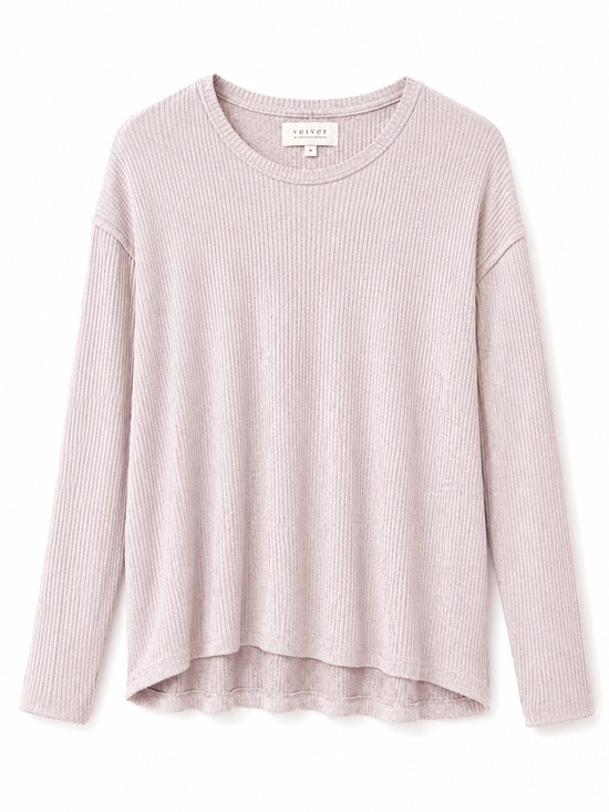 Velvet by Graham & Spencer Tops - Velvet by Graham & Spencer Pale Blush Ribbed Long Sleeve Tee